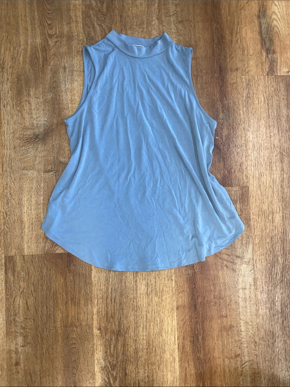 Sleeveless Mock Neck Tank Top in Light Blue